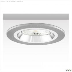 Einbaurahmen rund, Loch 80mm, Alu geb?rstet + wei?-silber, f?r GU10/MR16 Spots