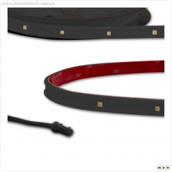 LED UV-C MiniAMP Flexband 270nm, 12V DC, 12W, IP54, 116cm, schwarz, eins. Kabel + malePlug, 24 LED/m