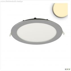 LED Downlight, 18W, rund, ultraflach, silber, warmwei?