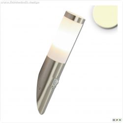 Wandleuchte Edelstahl, IP44, PIR Bewegungssensor, warmwei?, inkl. E27 LED Leuchtmittel 9W