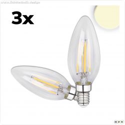 E14 LED Kerze, 4W, klar, warmwei?, 3er Pack