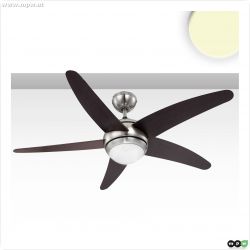 Deckenventilator mit E14 Fassung, 3 Stufen, Links-Rechtslauf, inkl. Fernbed., exkl. Leuchtmittel
