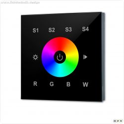 DALI DT8 RGB+W 1 Gruppe Einbau-Touch Master-Controller, schwarz, 230V AC oder DALI-Bus Spannung