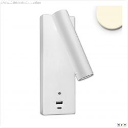 LED Leseleuchte, 3W, wei?, mit USB-A und USB-C Ladebuchse, warmwei?, 3 Stufen dimmbar